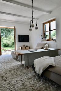 TV a/nebo společenská místnost v ubytování Ferienhaus Flying Roots Wackersberg