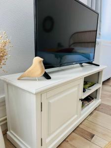 Televízia a/alebo spoločenská miestnosť v ubytovaní Studio Girafe, style bohème et atypique, Curistes