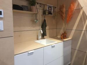 a kitchen with a sink and a counter top at SereenRetreat voor focus en rust in Barneveld