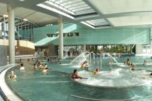 a group of people in a swimming pool at Maisonnette proche de Chartres avec Wifi in Saint-Prest