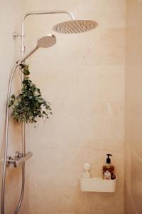 a shower head with a plant in a bathroom at Si Long va bien in Long +29 photos