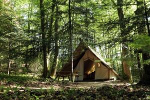 a tent in the middle of a forest at La Ferme Aventure in La Chapelle-aux-Bois +47 photos