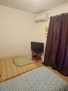 a room with two beds and a flat screen tv at appartement une chambre Champigny-sur-Marne in Nogent-sur-Marne