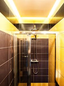 a bathroom with a shower and a sink at Villa 106 in Pawłów