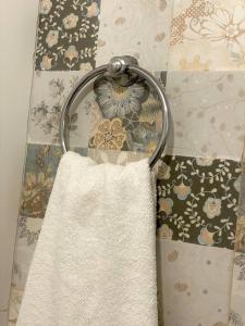 a towel hanging from a towel rack on a wall at Porto Allegra in Cabo Frio +16 photos