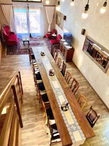 a large wooden table in a living room at Family friendly house with a swimming pool Novi Marof, Zagorje - 19184 in Novi Marof