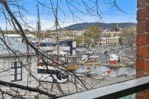 a view of a marina with boats in a parking lot at Gibson Mill waterfront warehouse apartment - 101 in Hobart