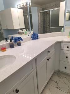 a bathroom with a sink and a large mirror at Mozzy-Love Room in Orlando