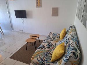 A television and/or entertainment centre at Le Bosquet, superbe rez de jardin, parking, clim,650m plage Grau d'agde