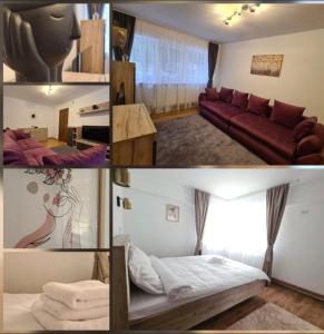 un collage de photos d'un salon dans l'établissement Family Residence Slănic-Moldova, à Slănic-Moldova
