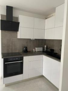 Kuchyň nebo kuchyňský kout v ubytování Torony Apartman Hódmezővásárhely