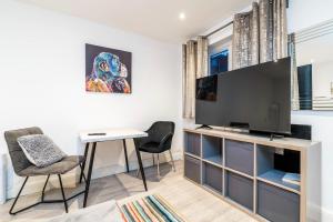 Μια τηλεόραση ή/και κέντρο ψυχαγωγίας στο Cosy 1 Bedroom Studio walking distance to mall with parking available