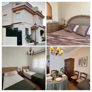 a collage of photos of a bedroom and a house at Alojamiento Rural Ikigai in Losa del Obispo