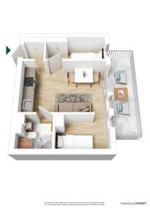 a drawing of a floor plan of a room at Tjuvholmen - balcony with seaview & 2 bedrooms in Oslo