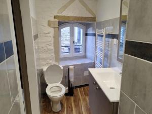 a bathroom with a toilet and a sink and a window at La Montée du Château in Grignan +18 photos