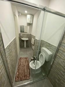 a small bathroom with a toilet and a sink at Luna di Sicilia in Palermo