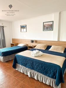 Un pat sau paturi într-o cameră la Mediterráneo Suites