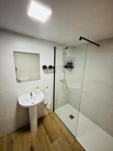 a bathroom with a sink and a shower at Libertad B in Santiponce