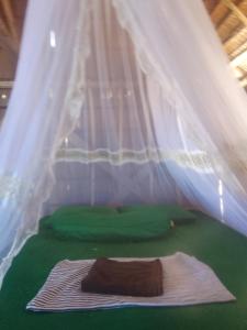 BesirHomestay taporaikos的一间卧室配有一张带蚊帐的床