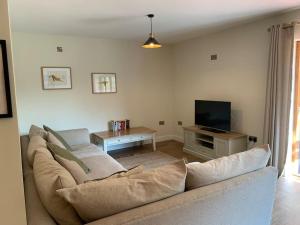 a living room with a couch and a tv at Tasburgh - Farthings in Norwich