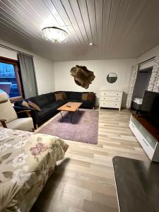 a living room with a bed and a couch at Holiday Home Ivalo in Ivalo