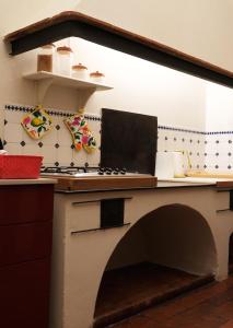 a kitchen with a counter with an oven at Strozzi Luxury Apartment in Florence