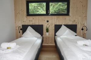 Postel nebo postele na pokoji v ubytování Waldblick - Neubau - Self-Check-In - kein Verkehr - am Wald - Parkplätze vor Tür - apartment or double room