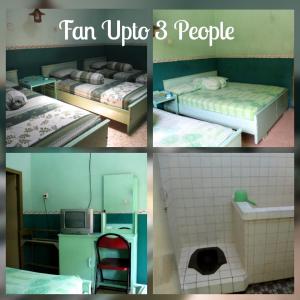 Un collage de cuatro fotografías de camas en una habitación. en Hotel Anugerah Bondowoso, en Bondowoso