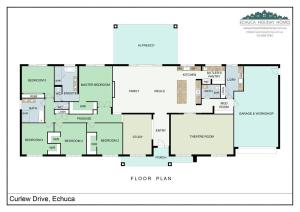 ein Grundriss eines Hauses in der Unterkunft Riverside Meadows in Echuca
