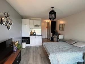Η κουζίνα ή μικρή κουζίνα στο Studio avec piscine à 300m de la plage Résidence Royal Park +7 φωτογραφίες