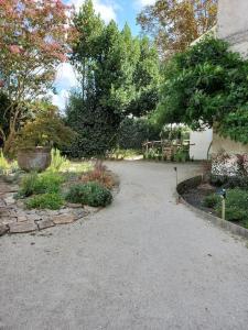 a driveway leading into a garden with trees and bushes at La Grelauderie 7 in Saintes