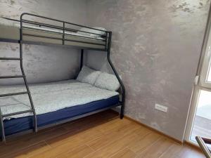 Etagenbett in einem Zimmer neben einer Wand in der Unterkunft Apartman DIVČI TRON 11 in Divčibare