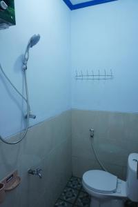 a bathroom with a shower and a toilet at Asni Homestay Borobudur in Borobudur