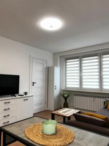 Μια τηλεόραση ή/και κέντρο ψυχαγωγίας στο Apartament Julia 1-3 os parter Centrum śniadanie kontynentalne