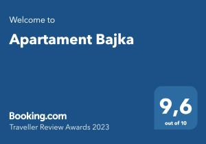 Certifikát, ocenenie alebo iný dokument vystavený v ubytovaní Apartament Bajka