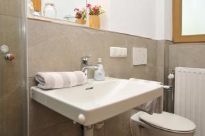 a bathroom with a sink and a toilet at Ferienwohnungen Wendelstein in Bad Feilnbach +92 photos