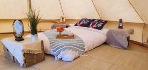 波特拉什North Coast Glamping - The Open 2025的帐篷内的一个床位房间