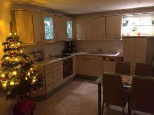 eine Küche mit einem Weihnachtsbaum darin in der Unterkunft Erzgebirgsferien in Olbernhau