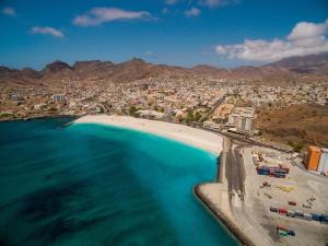 an aerial view of a beach and a city at Casa Comba in Mindelo