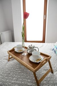 Příslušenství pro přípravu čaje a kávy v ubytování Aquarius Apartment