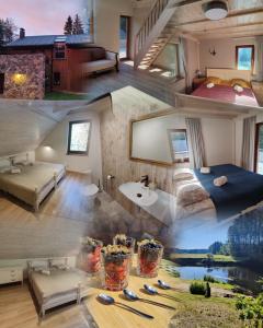 a collage of photos of a house at River Mind Villa with SPA in Zalioji