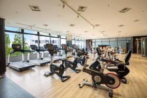 a gym with treadmills and elliptical machines at RISONARE Osaka in Osaka