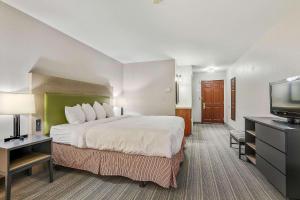 a hotel room with a large bed and a flat screen tv at Country Inn & Suites by Radisson, Green Bay, WI in Ashwaubenon +49 photos
