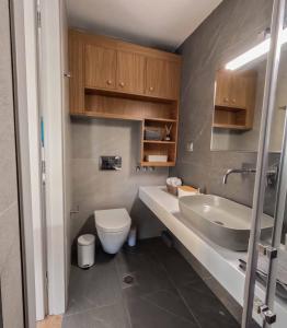 a bathroom with a sink and a toilet at GeoFan Penthouse I in Athens