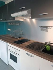 Kuchyň nebo kuchyňský kout v ubytování Tukusi Bungalow