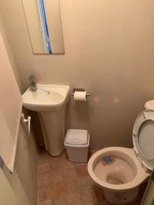 ein Badezimmer mit Waschbecken, Toilette und Spiegel in der Unterkunft 361 seawick in Saint Osyth + 8 Fotos