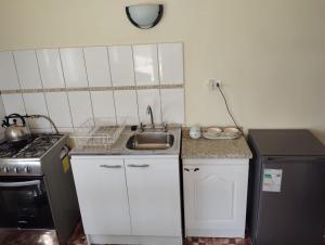 a small kitchen with a sink and a stove at APARTHOTEL Santa Maria in Punta de Choros +3 photos