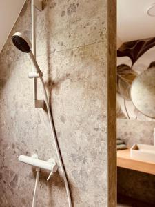 una doccia con soffione in un bagno di leaf a Kirchheim