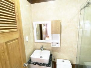 a bathroom with a sink and a toilet and a mirror at Jolilian Homestay Vũng Tàu in Vung Tau +34 photos