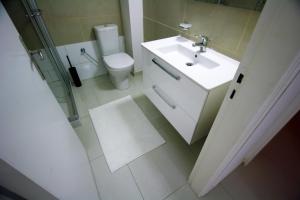 a bathroom with a toilet and a sink at Pissouri Beach Apartments in Pissouri